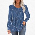thumbnail image 2 of AOOCHASLIY Women's Pleated Long Sleeve Leaf Printed Tops Fall Crew Neck Casual Dressy Tunic Blouse Fashion Outfits Shirts 2025, 2 of 5