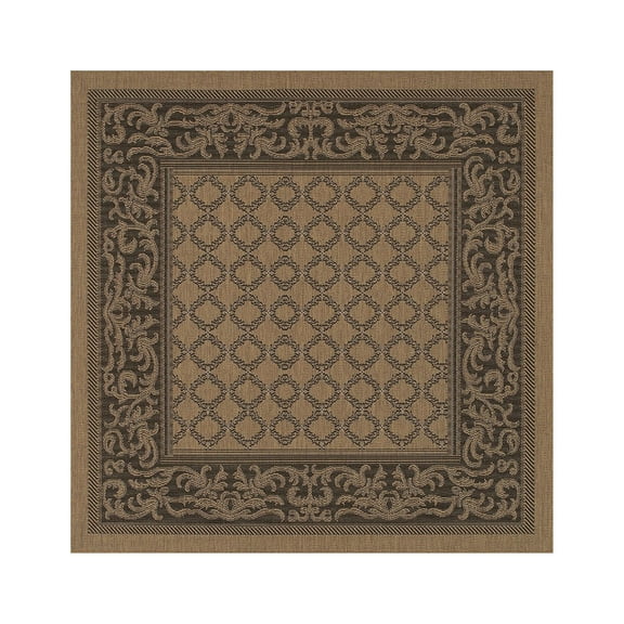 Couristan 8.5' x 8.5' Lattice Square Area Throw Rug - Brown and Black