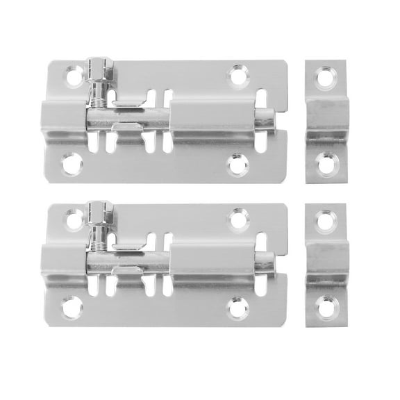 OUNONA 2PC Heavy Duty Steel Door Security Slide Latch Lock with Brushed Nickel Finish (Silver)