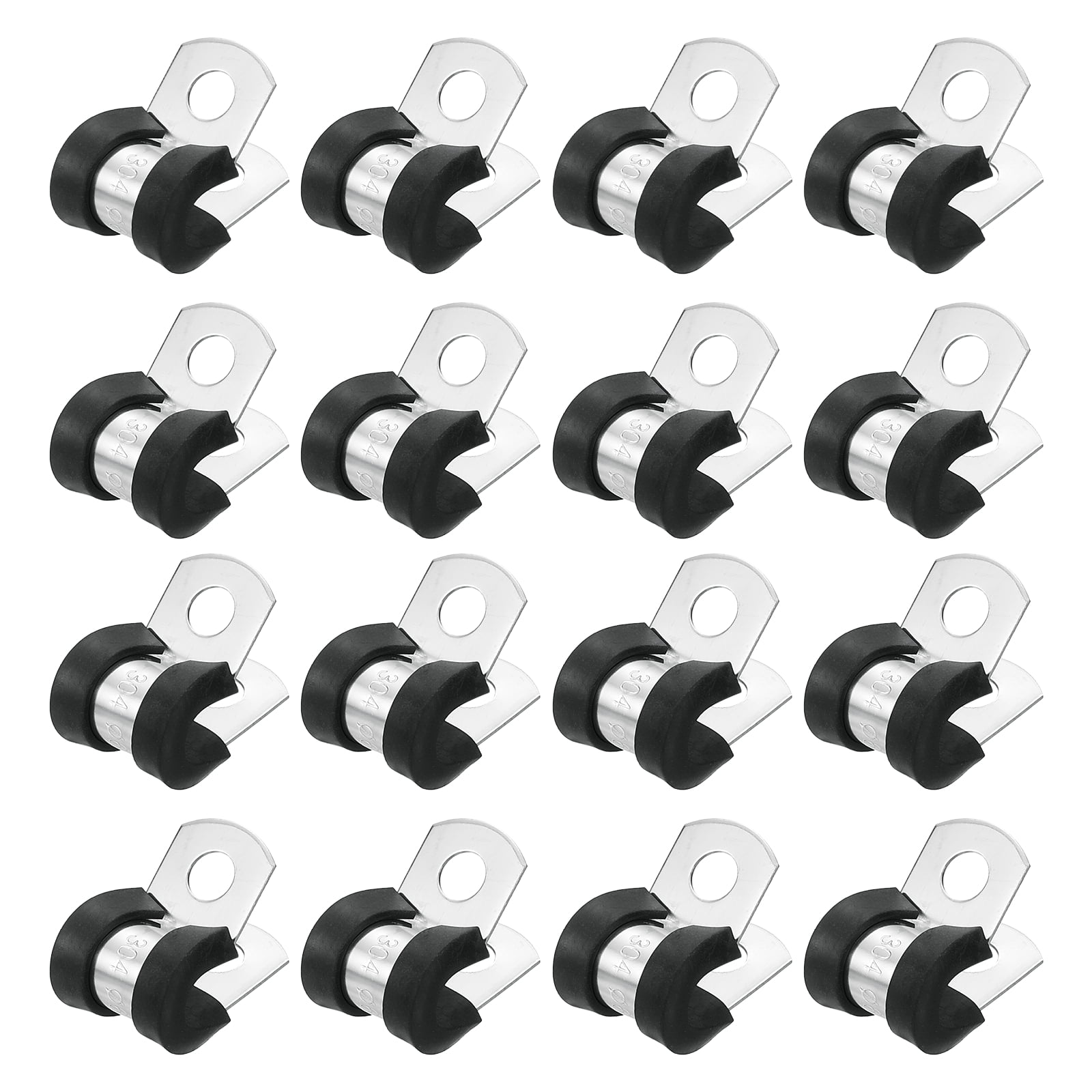 Uxcell 100-Pack U-Shaped Pipe Clamps – 3/16" (4mm) 2-Hole Carbon Steel Galvanized Tube Straps For Conduit, Cables, And Wires (Black)