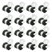 1/4"(6mm) Cable Clamp, 304 Stainless Steel Rubber Cushioned Insulated Clamp R Shape Metal Clamp Tube Holder for Pipe Hose Wire Cord Installation 16Pack