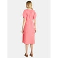 thumbnail image 3 of Time and Tru Women’s and Women’s Plus Cotton Double Cloth Midi Dress, Sizes XS-4X, 3 of 4
