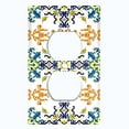 thumbnail image 2 of Metal Light Switch Plate Cover Fancy Green Orange Blue Tile Pattern TIL008, 2 of 13