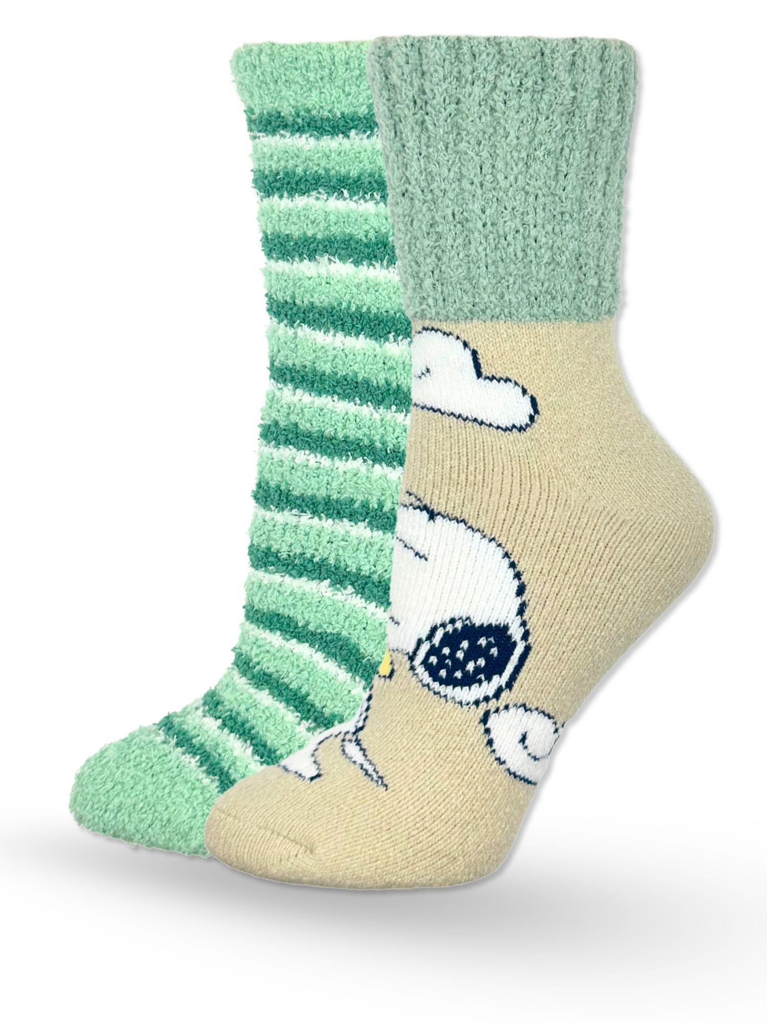 Peanuts Women's Cozy Crew Socks, 2-Pack, Shoe Sizes 4-10