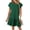 Dark Green, variant on Women's Round Neck Short Sleeve Mini Dress with Ruffled Stretch Flattering Shape 65% polyester 30% viscose 5% elastane