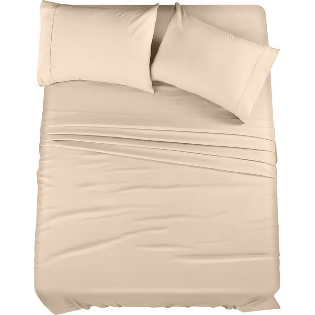 Juego de sábanas Utopia Bedding King de microfibra cepillada, color beige