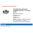 thumbnail image 2 of Front Brake Pad and Rotor Kit - Compatible with 1993 - 1997 Toyota Corolla 1994 1995 1996, 2 of 2
