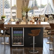 GDLF Bar Height Table with Fridge Space, 41.1H Counter Height Pub Tall Dining Table, Kitchen Bar with Storage