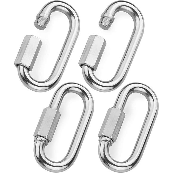 Jinsinto Heavy Duty Locking Snap Hook, Stainless Steel Quick Link Chain, Fishing M8 4 Pieces