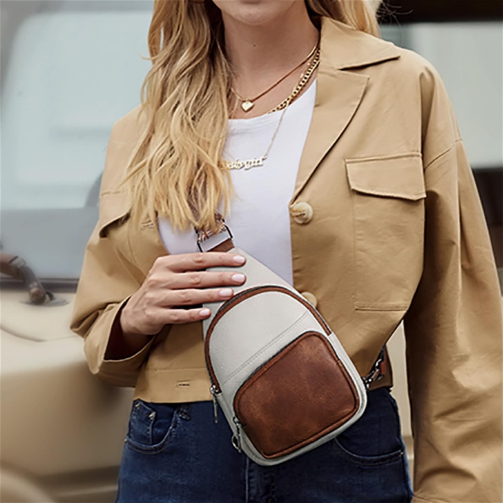 HMSHA Crossbody Bags for Women Men Trendy Sling Bag Casual Chest Bag with Convertible Shoulder Strap Large Capacity Anti Solid Color Crossbody Bag For Daily Travel Anti Theft Crossbody Bag