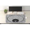 thumbnail image 2 of Ethnic Computer Mouse Pad, Face in Sunglasses on a Background of Triangles Doodle Sketch Illustration, Rectangle Non-Slip Rubber Mousepad X-Large, 35" x 15", Charcoal Grey White, by Ambesonne, 2 of 2