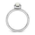 thumbnail image 2 of 925 Sterling Silver White Agate Stackable Ring Gemstone Natural Stone Shell Wood, 2 of 7