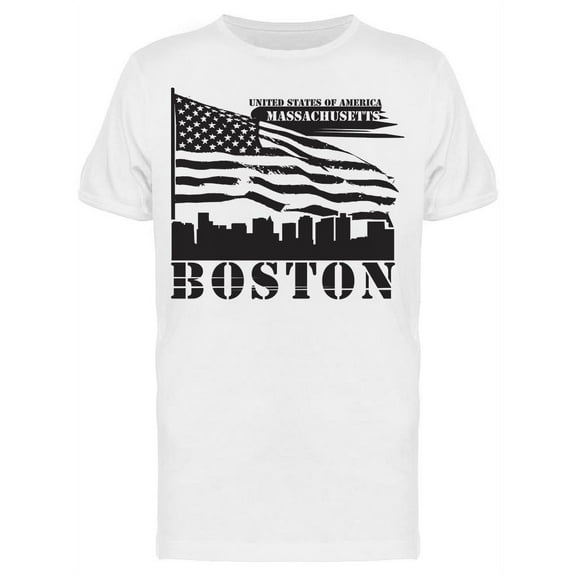 Massachusetts Boston Usa Flag  T-Shirt Men -Image by Shutterstock, Male 3X-Large