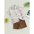 thumbnail image 3 of Wassery Toddler Boys Clothes Baby Boys 2Pcs Summer Beach Outfit Letter Dinosaur Print Button Up Shirt Solid Color Shorts 6M-12M 12M-18M 18M -24M 2T-3T 3T-4T, 3 of 8