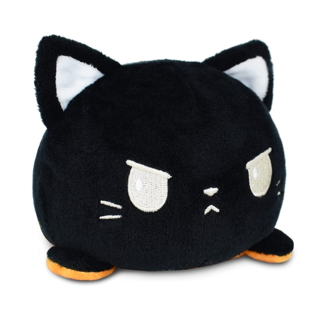 TeeTurtle - El peluche de gato reversible original - Negro + Calabaza - Lindos animales de peluche sensoriales que muestran tu estado de ánimo - ¡Perfecto para Halloween!