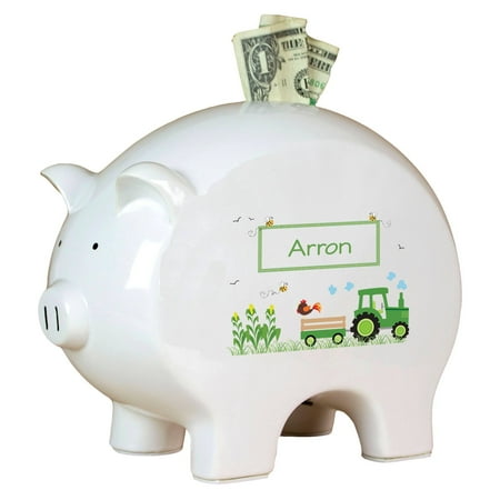 My Bambino Asymmetrical Pig Piggy Banks & Money Jars White/Green
