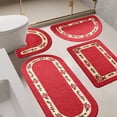 thumbnail image 5 of PoyoKee 4pcs Bathroom Rugs, 47" x 19.6" Rose Floral Absorbent Bath Mat, Non Slide Washable Rugs for Bedroom Shower Toilet Tub, Room Decor, Red, 5 of 7