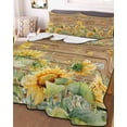 thumbnail image 3 of Quilts Twin-XL Size Bedding Set, Sunflower Lightweight Quilted Comforter, Summer Eucalyptus Botanical Floral Brown Wooden Soft Bedspread Coverlet with Pillow Covers for All Season, 68" x 98", 3 of 7