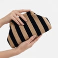 thumbnail image 3 of Women Summer Beach Woven Cloud Bag Dumpling Purse Striped Ruched Evening Handbag Black Yellow, 3 of 7