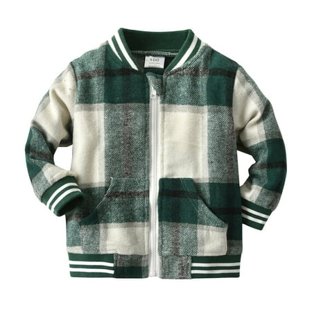 

Kids Clothing Toddler Boys Long Sleeve Winter Warm Outwear Jacket Coat Plaid Green Oututwear For Babys Clothes