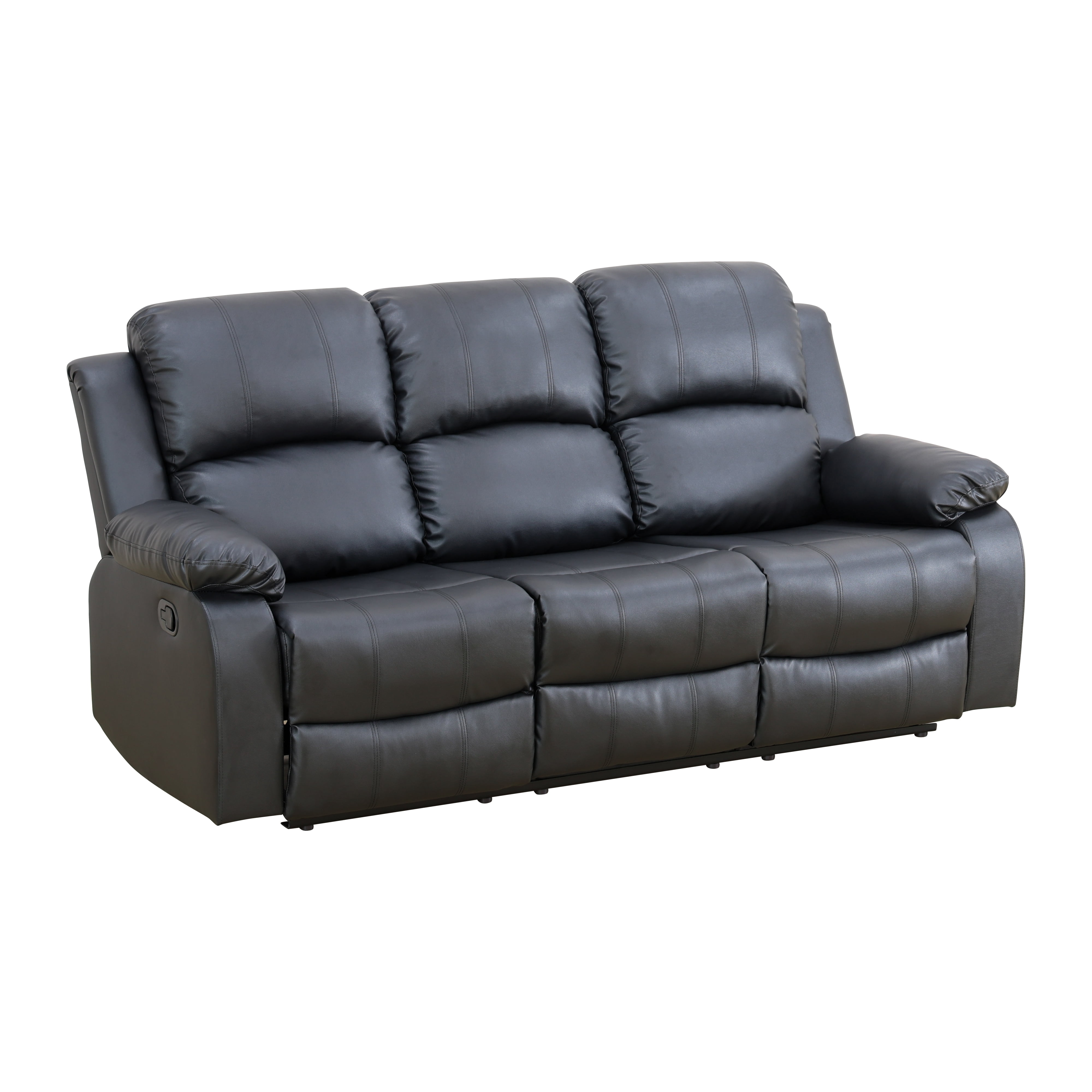 Gewnee Sofa Adjustable Multifunctional Recliner Solid Wood Frame Air Leather Upholstery Living Room Black