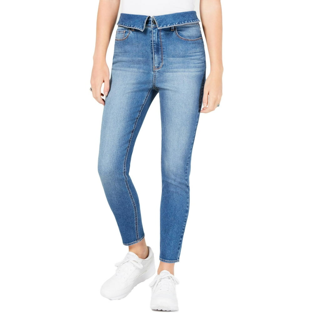 Tinseltown - Tinseltown Womens Juniors Denim Fold-Over Skinny Jeans ...