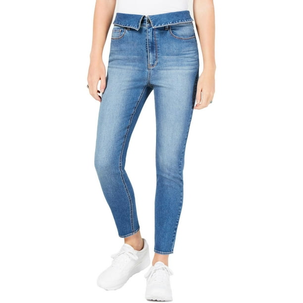Tinseltown Tinseltown Womens Juniors Denim FoldOver Skinny Jeans