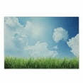 thumbnail image 1 of Sky Cutting Board, Sunny Day Image with Green Grass Sun Rays Clouds Beauty of Nature Country Meadow, Decorative Tempered Glass Cutting and Serving Board, Small Size, Blue Green White, by Ambesonne, 1 of 1