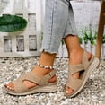 thumbnail image 6 of LOVZFMLL Women's Sandals 2025 Print Comfort Walking Hiking Wedges Sandals with Arch Support Open Toe Ankle Strap Casual Summer Sandals Khaki 9.5, 6 of 7
