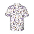 thumbnail image 3 of Balery Lavender Flowers Print Men's Hawaiian Shirts Short Sleeve Beach Shirt Relaxed Fit Vacation Button Down Shirts-X-Large, 3 of 9
