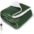 thumbnail image 1 of Biwat-Heated Blanket Electric Blanket Green 50x60in, 10 Levels &1-9H Timer Auto-Off, Machine Washable, Soft Flannel Sherpa Full Body Warming, Sofa Bed Office Use, Heating Blanket, 1 of 4