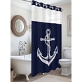 thumbnail image 3 of Coastal Anchor No Hook Shower Curtain and Liner Set Nautical Knot Dark Blue Shower Curtains with Snap-in Liner & See Through Top Window Hotel Style for Bathroom Decor 36x72 Inch, 3 of 8