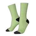 thumbnail image 2 of Uemuo Green Gingham Pattern Women's Crew Socks, Soft Durable Breathable Moisture-Wicking with Odor Control Cotton socks, 2 of 9
