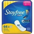 thumbnail image 2 of Stayfree Maxi Serviettes Régulières pour Femmes, Sans Ailes, Protection et Absorption Fiables pour les Règles Féminines, 66 Unités, 2 of 4