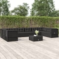 thumbnail image 1 of vidaXL 10 Piece Garden Lounge Set with Cushions Black Poly Rattan, 1 of 5