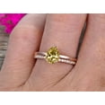 thumbnail image 2 of 1.50 Carat Solitaire 8x5mm Pear Shape Champagne Diamond Moissanite Engagement Ring With Matching Wedding Band On 10k Rose Gold Bridal Ring Set Surprisingly, 2 of 5
