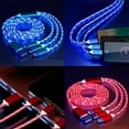 thumbnail image 3 of 3 in 1 LED Flowing Magnetic Charging Cable Magnetic Phone Charger Light Up Shining USB C Cable Android Micro USB Type C for IPHONE (3in1 Green), 3 of 7