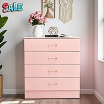 Tcbosik Pink Dresser with Rose Gold Handles, 4-Drawer Narrow Storage Cabinet, 30.42"H Vertical Dresser for Bedroom, Closet, Hallway, Living Room