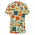 thumbnail image 5 of Bovemsi Women's Boho V Neck Button Front Short Sleeve Shirt - Lightweight Summer Casual Blouse with Flowy Fit, Orange, 3XL, 5 of 5