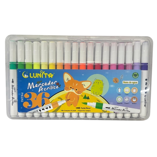Acrilico Marcador Borrable Lunita 36 Piezas