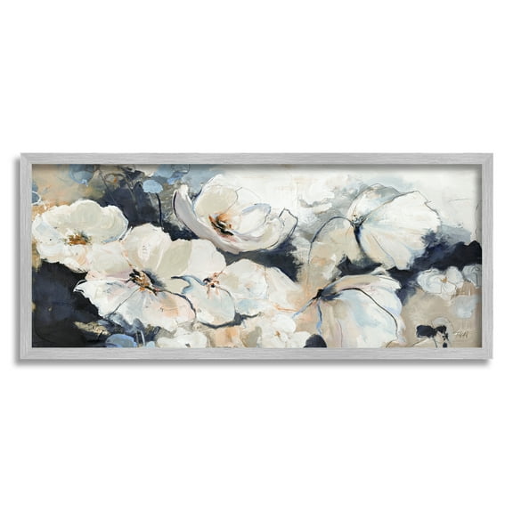 Stupell Industries Delicate Flower Petals Blooming Modern Painting Design Painting Gray Framed Art Print Wall Art, Design by Design Fabrikken