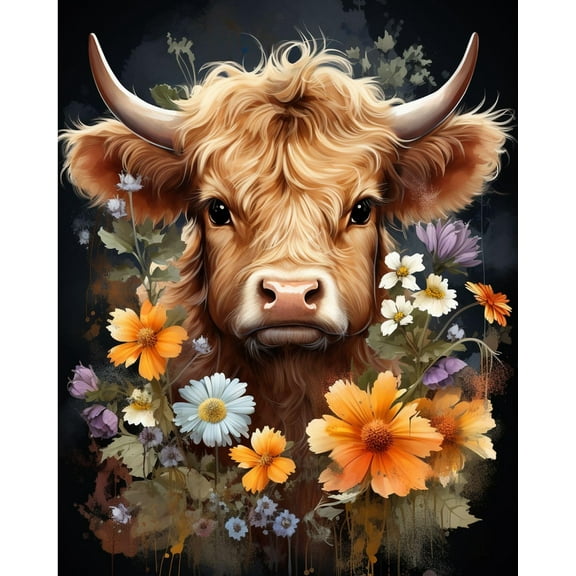 DIY 5D Diamond Painting Art Kits for Adults Highland Cow Diamond Painting Round Drill Art Craft Kits for Home Wall Decor Gifts 12x16 inch