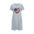 thumbnail image 5 of Mrat Womens Short Pajamas Skirt Women's Oversized Short Nightgown Fashion American Flag Patriotic Print Short Sleeve Nightdress S-111 Blue m, 5 of 7
