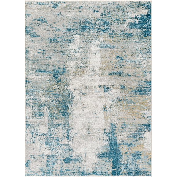 Hauteloom Duval Living Room, Bedroom Area Rug - Silver, Blue - 5'3" x 7'