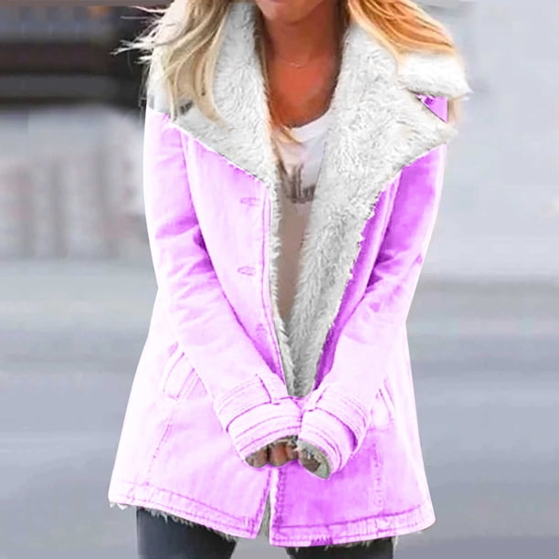 Puntoco Abrigo/Chaqueta Informal De Manga Larga Sin Sombrero con Botones De Felpa Y Bolsillo De Moda para Mujer Puntoco Puntoco-1233
