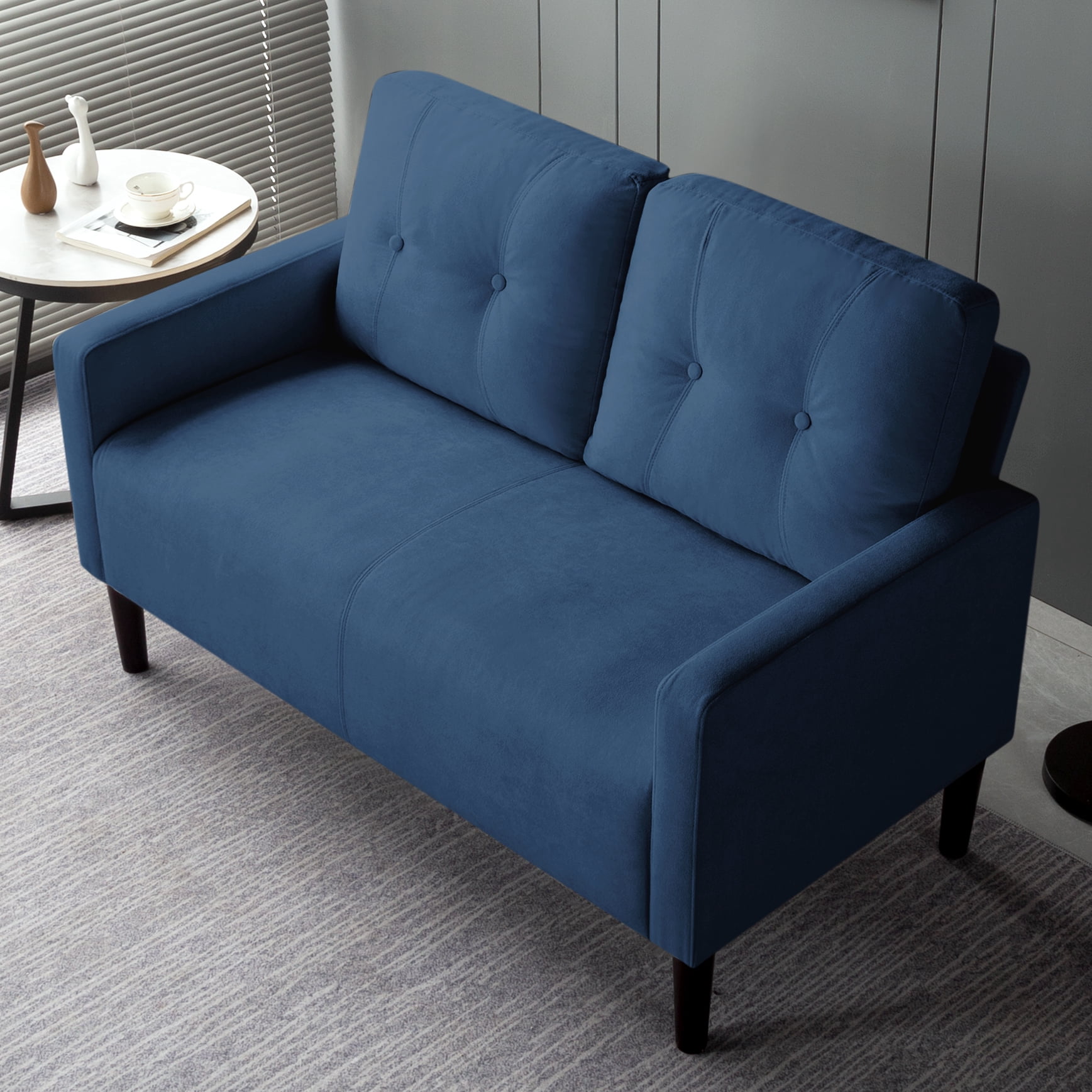 Gewnee 51.2" Loveseat Sofa,Modern Small Space Couch with Solid Wood Frame,Easy Assembly – Ideal for Living Room,Apartment,Office.Blue