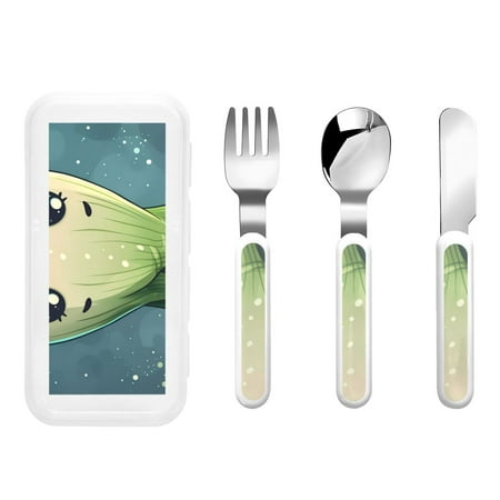 

Balery Adorable Kawaii Fennel Character for Stainless Steel Kids Silverware Set - Child and Toddler Safe Flatware - Children s Knife Fork And Spoon Set - Metal Kids Cutlery Set