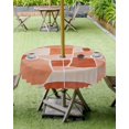 thumbnail image 4 of Orange Abstract Outdoor Tablecloth with Umbrella Hole and Zipper 60" Round Table Cover Geometric Art Impressionist Style Waterproof Tabletop Collection for Patio Garden Picnic Camping, 4 of 6