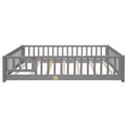 thumbnail image 5 of Full Size Floor Bed for Children, Solid Wood Platform Bed Frame with Safety Fence & Door, Wood Slats, Durable Fun Design Floor Bed, for Girls and Boys, Gray, 5 of 7