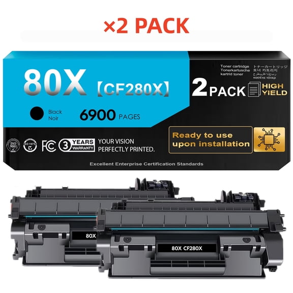 80X Black Toner Cartridge (with chip) Compatible for 80X CF280X Toner Compatible with with Pro 400 M401dn M401dne M401dw M401 M425 M425dn M425dw M401a (2 Pack)